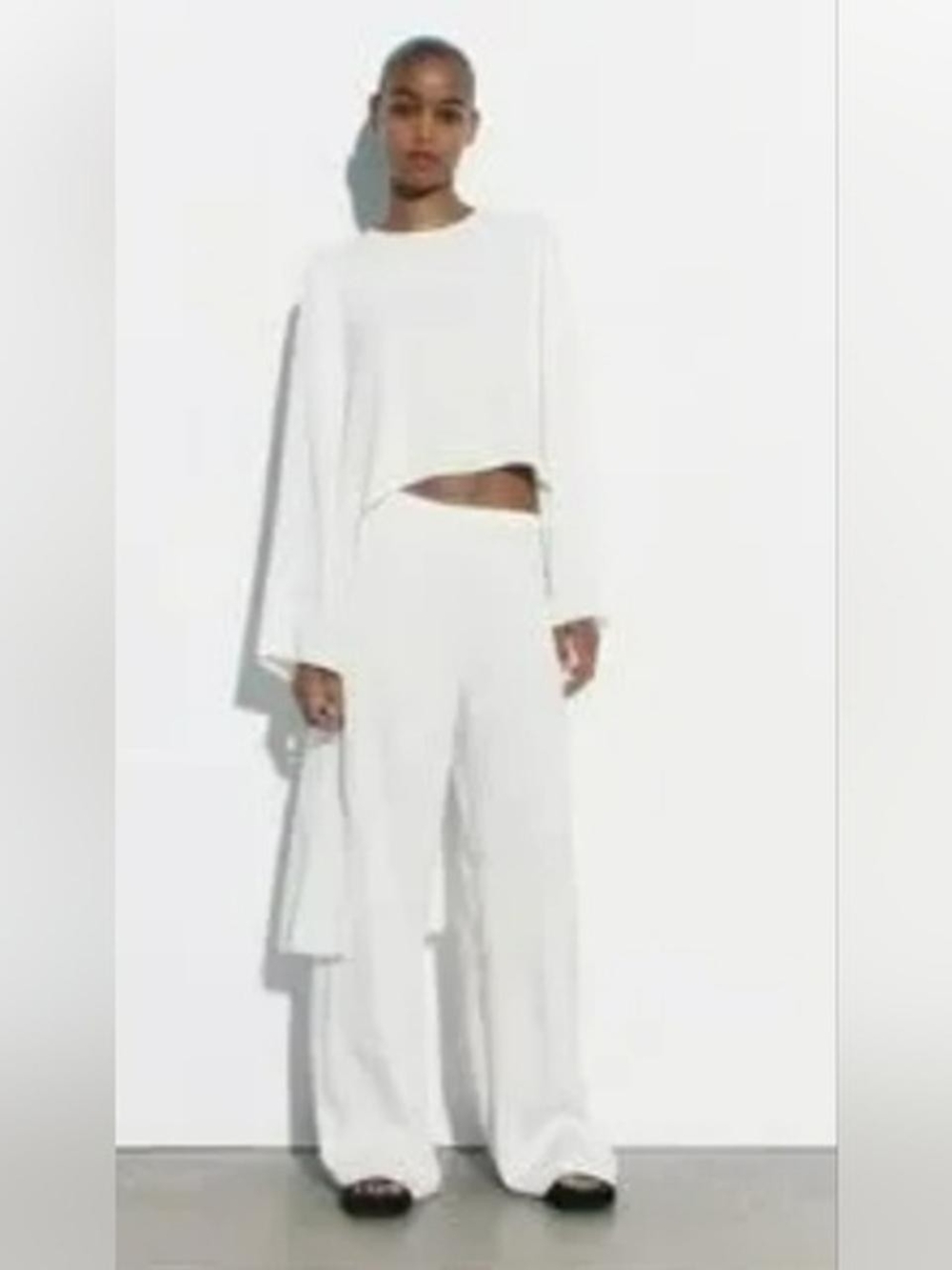 Zara White Hi-Low Asymetrical Blouse SZ LG - Picture 3 of 7